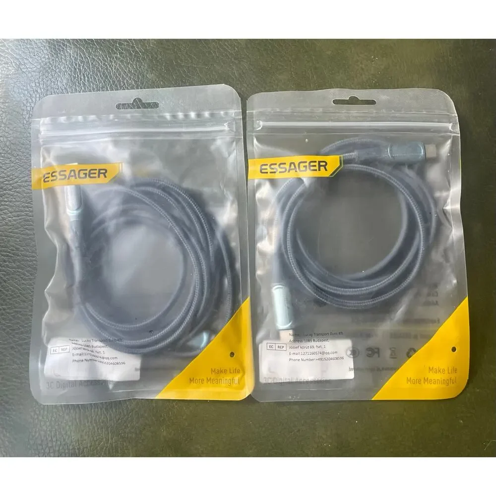 2Pack - ESSAGER 100W USB C to C Cable - 6ft (2M) Blue